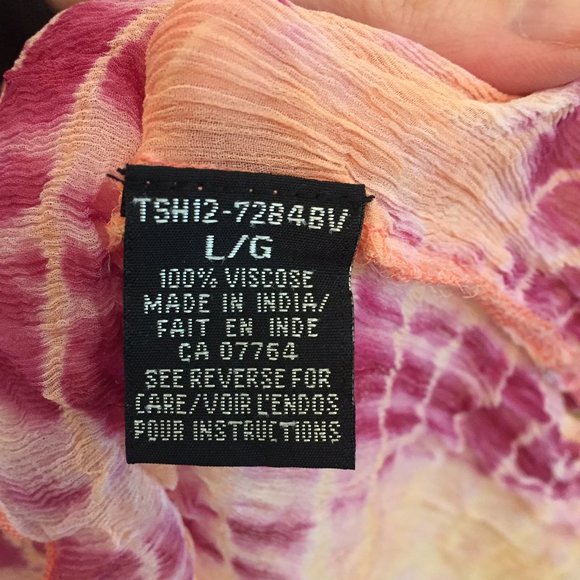 BEDO pink purple wide-neck tie dye top - size L - Picture 7 of 10